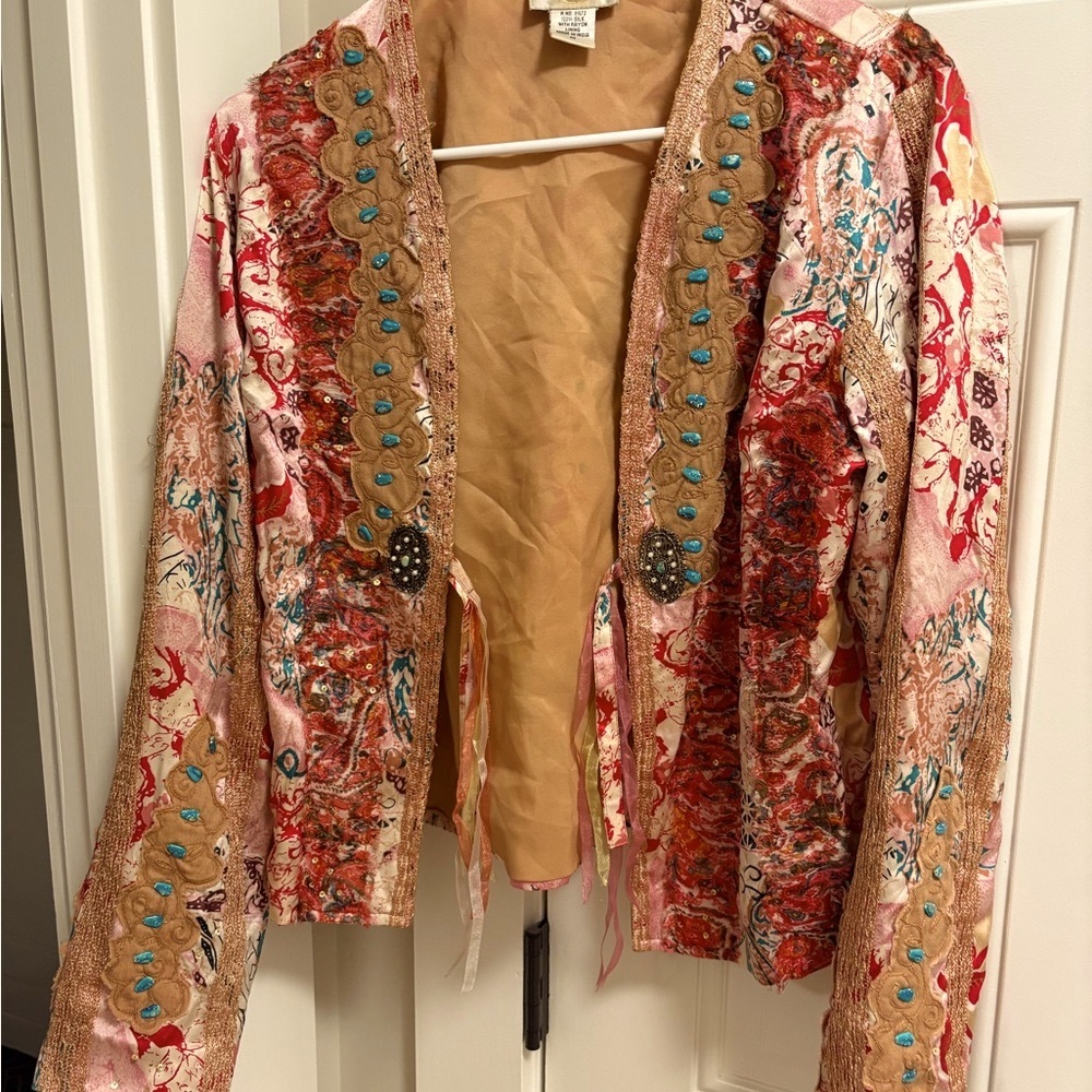 Vintage Sandy Starkman Boho Floral Lightweight Jacket with Incredible Detail